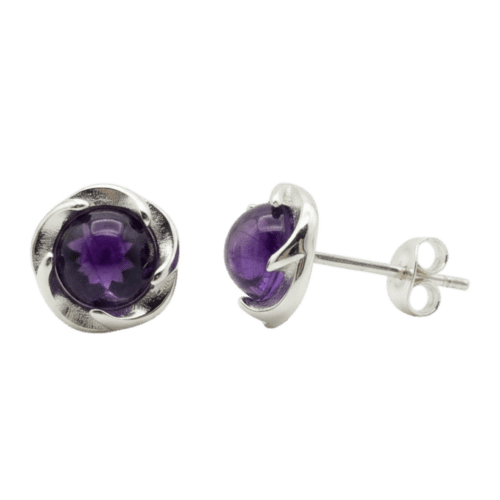 KOLCZYKI SREBRNE z AMETYSTEM – DELIKATNE – SREBRO 925