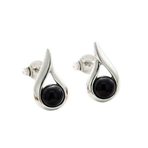 KOLCZYKI SREBRNE z ONYKSEM – MINIMALISTYCZNE – SREBRO 925