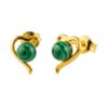 KOLCZYKI ZŁOTE z MALACHITEM – SERDUSZKA – SREBRO POZŁACANE 925