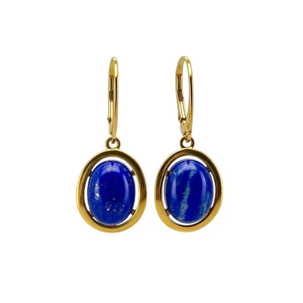 KOLCZYKI ZŁOTE z DUŻYM LAPISEM LAZULI – SREBRO POZŁACANE 925 – ZAPIĘCIE ANGIELSKIE