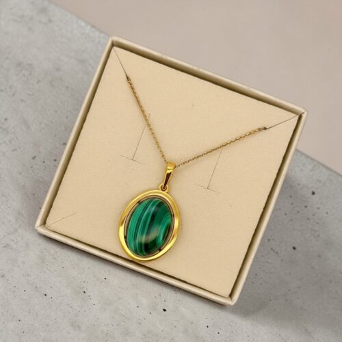 WISIOREK ZŁOTY Z MALACHITEM SREBRO POZŁACANE 925