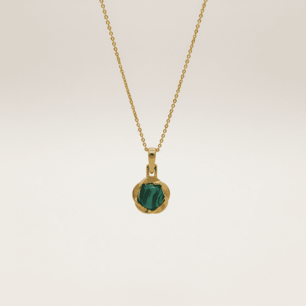 WISIOREK ZŁOTY z MALACHITEM SREBRO POZŁACANE 925