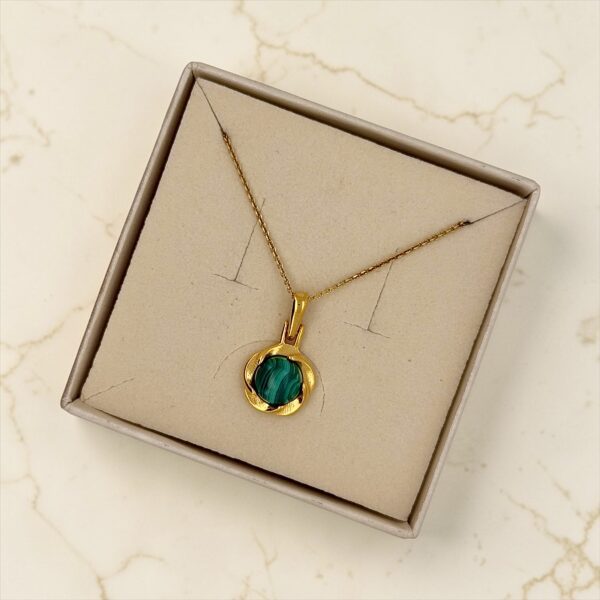 WISIOREK ZŁOTY z MALACHITEM SREBRO POZŁACANE 925