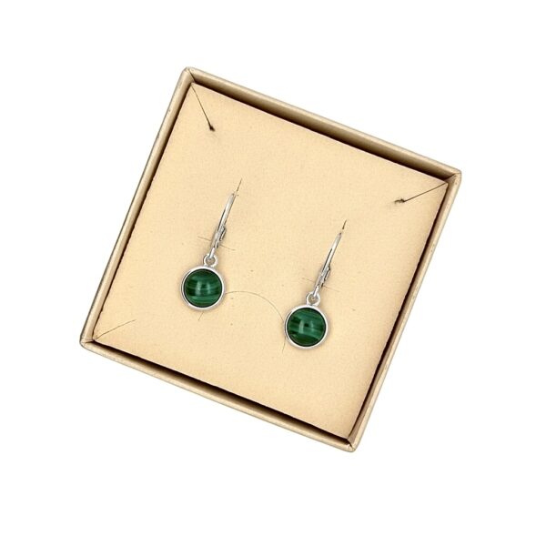 Photoroom_20260315_172334 KOLCZYKI SREBRNE z MALACHITEM – OKRĄGŁE – SREBRO 925 - ZAPIĘCIE ANGIELSKIE