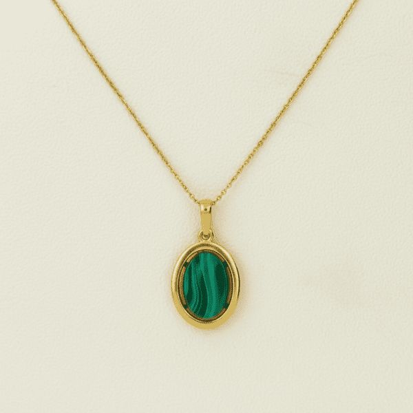 WISIOREK ZŁOTY Z MALACHITEM SREBRO POZŁACANE 925