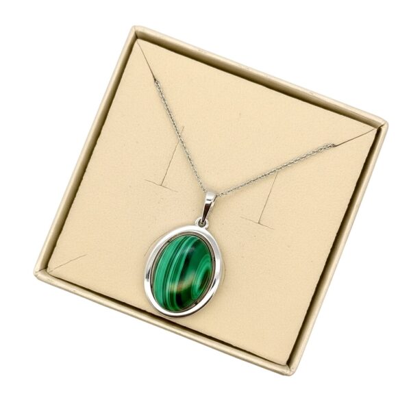 WISIOREK SREBRNY Z DUŻYM MALACHITEM SREBRO 925