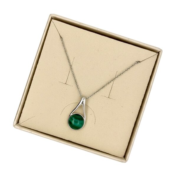 WISIOREK SREBRNY z MALACHITEM – MINIMALISTYCZNY – SREBRO 925