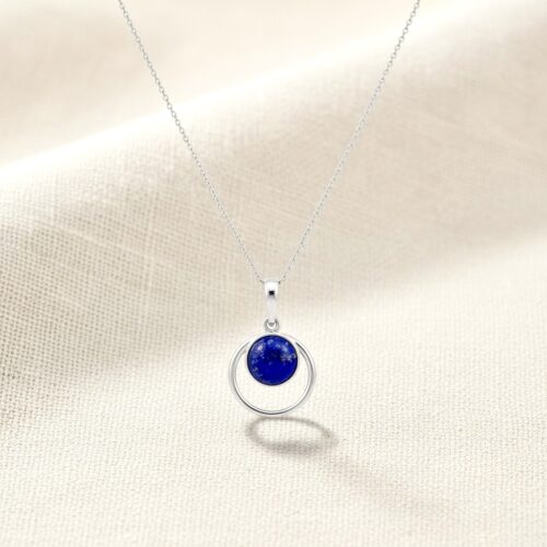 WISIOREK SREBRNY z LAPISEM LAZULI – OKRĄGŁY – SREBRO 925