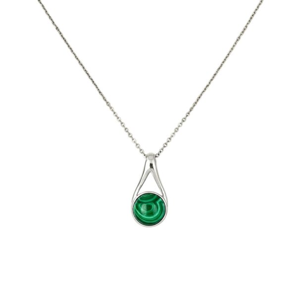 WISIOREK SREBRNY z MALACHITEM – MINIMALISTYCZNY – SREBRO 925