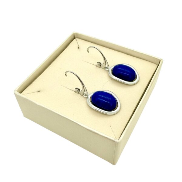 KOLCZYKI SREBRNE z DUŻYM LAPISEM LAZULI – SREBRO 925 – ZAPIĘCIE ANGIELSKIE