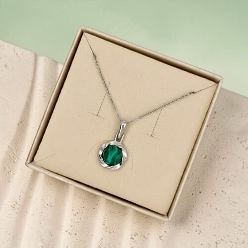 WISIOREK SREBRNY z MALACHITEM SREBRO 925