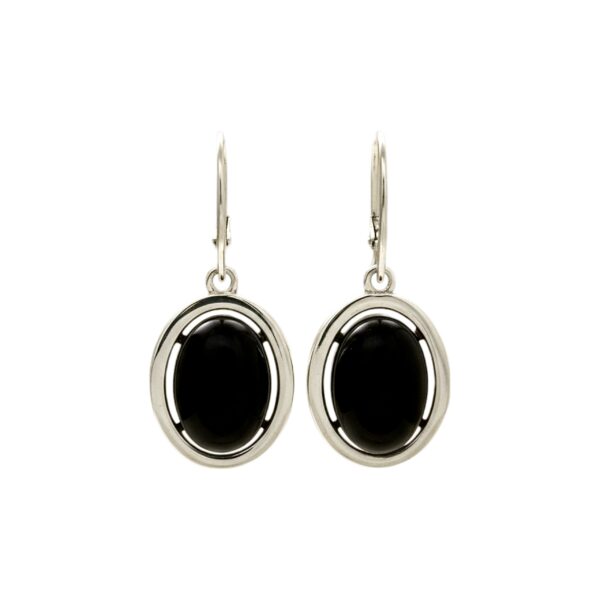 KOLCZYKI SREBRNE z DUŻYM ONYKSEM – SREBRO 925 – ZAPIĘCIE ANGIELSKIE