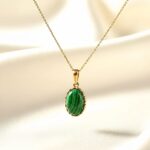 WISIOREK ZŁOTY Z NATURALNYM MALACHITEM SREBRO POZŁACANE 925