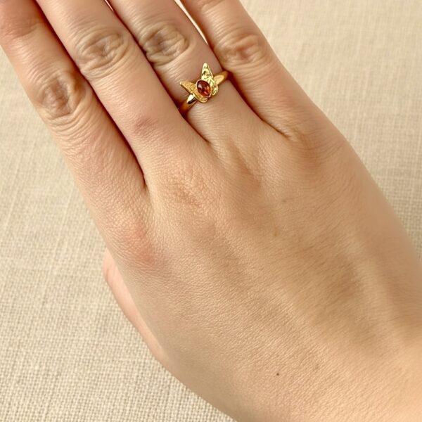 Photoroom_20260325_122941 PIERŚCIONEK ZŁOTY REGULOWANY Z CERTYFIKOWANYM BURSZTYNEM MOTYL SREBRO POZŁACANE 925