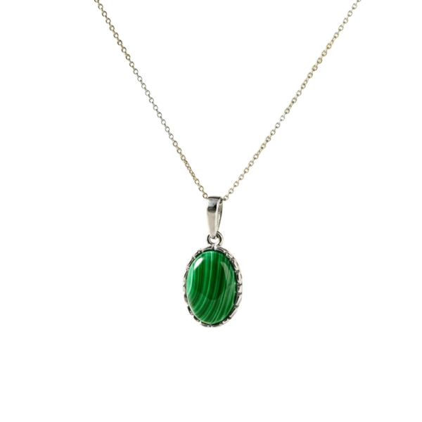 WISIOREK SREBRNY Z NATURALNYM MALACHITEM SREBRO 925