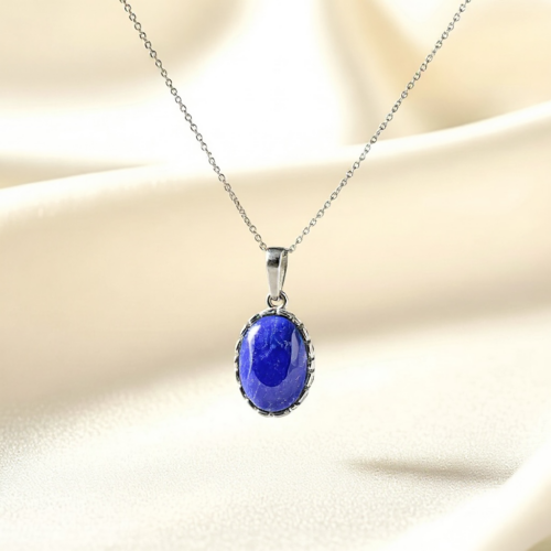 WISIOREK SREBRNY Z DUŻYM NATURALNYM LAPISEM LAZULI SREBRO 925