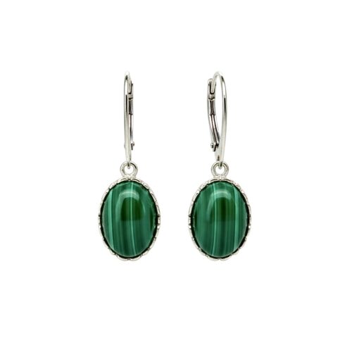 KOLCZYKI SREBRNE z DUŻYM MALACHITEM – SREBRO 925 – ZAPIĘCIE ANGIELSKIE (Kopia)