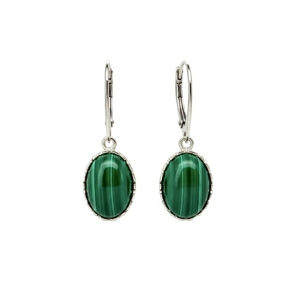 KOLCZYKI SREBRNE z DUŻYM MALACHITEM – SREBRO 925 – ZAPIĘCIE ANGIELSKIE (Kopia)