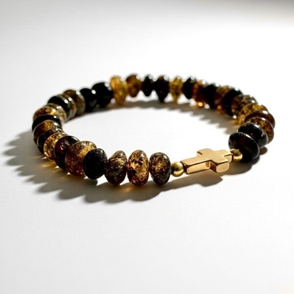 Photoroom_20260330_132143 BRANSOLETKA Z CERTYFIKOWANYM BURSZTYNEM - KRZYŻYK - NA GUMCE