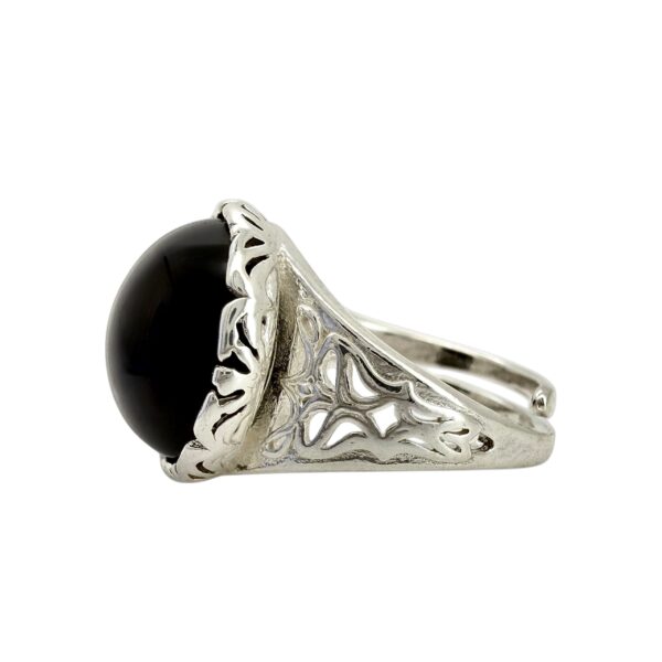PIERŚCIONEK SREBRNY REGULOWANY Z ONYKSEM KAMIENIEM SIŁY SREBRO 925