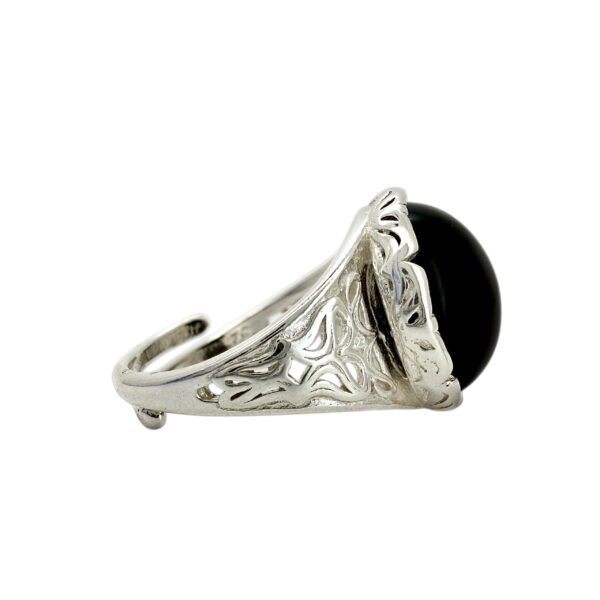 PIERŚCIONEK SREBRNY REGULOWANY Z ONYKSEM KAMIENIEM SIŁY SREBRO 925