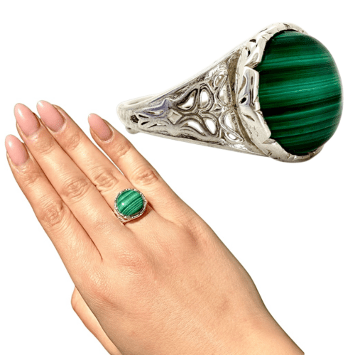 Photoroom_20260409_111027SS PIERŚCIONEK SREBRNY REGULOWANY Z MALACHITEM KAMIEŃ OCHRONNY SREBRO 925