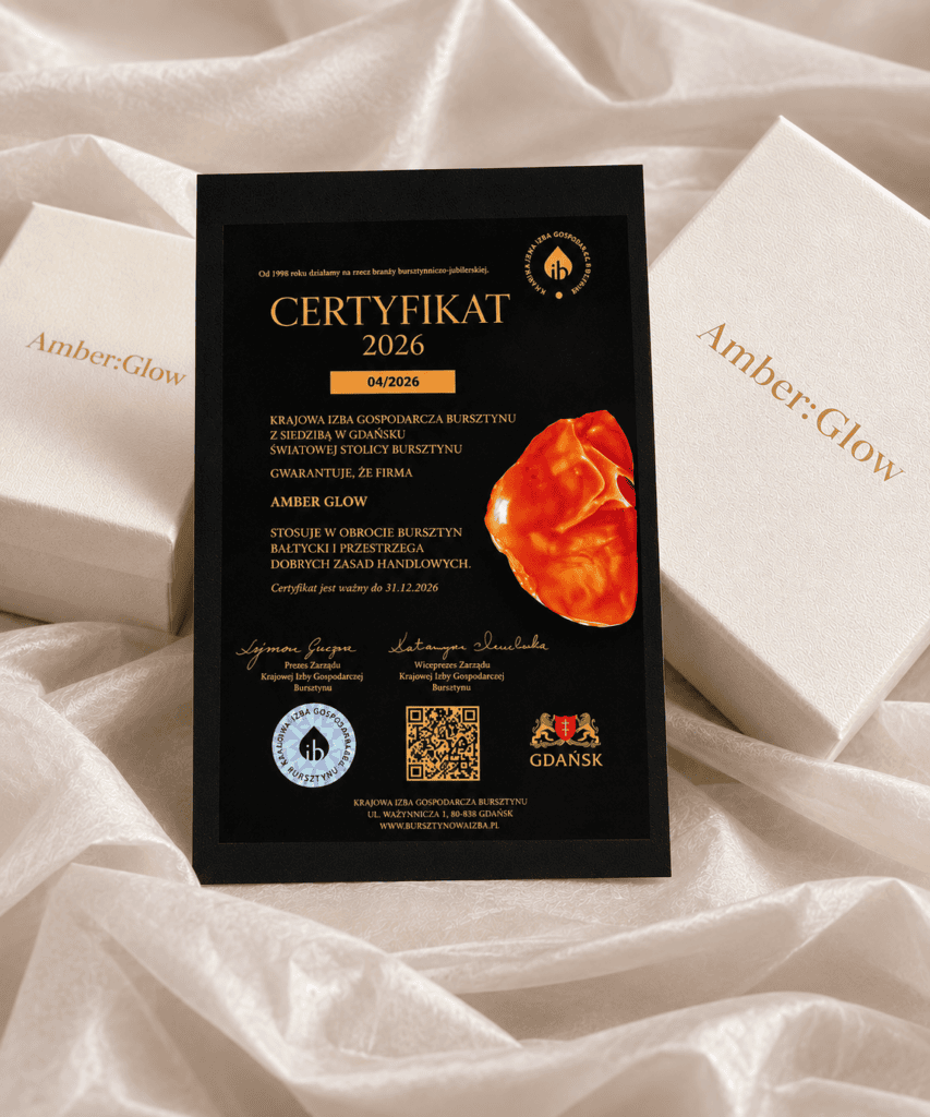 Certyfikat dołączany do biżuterii Amber Glow