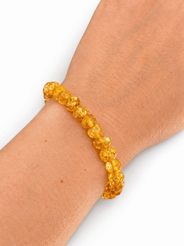 Bransoletka z bursztynu cytrynowego – małe zaokrąglone bryłki 7 mm, na gumce Amber Glow