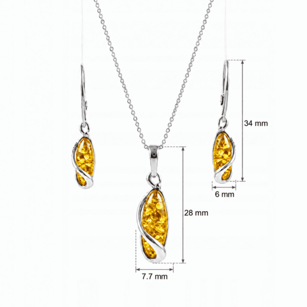 Kolczyki zawieszka z bursztynem cytrynowym srebro 925 certyfikat amber glow Kolczyki zawieszka z bursztynem cytrynowym srebro 925 certyfikat amber glow